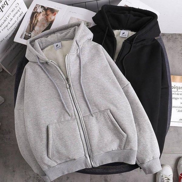 women's hoodies & sweatshirts oversized women coat harajuku sweatshirt casual fashion solid zipper plus velvet hoodie winter warm thick, Black
women's hoodies & sweatshirts oversized women coat harajuku sweatshirt casual fashion solid zipper plus velvet hoodie winter warm thick, Black