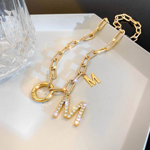 pendant necklaces 2021 punk hip hop thick chain short necklace for women rhinestone m letter fashion jewelry on the neck sweater chains, Silver
pendant necklaces 2021 punk hip hop thick chain short necklace for women rhinestone m letter fashion jewelry on the neck sweater chains, Silver