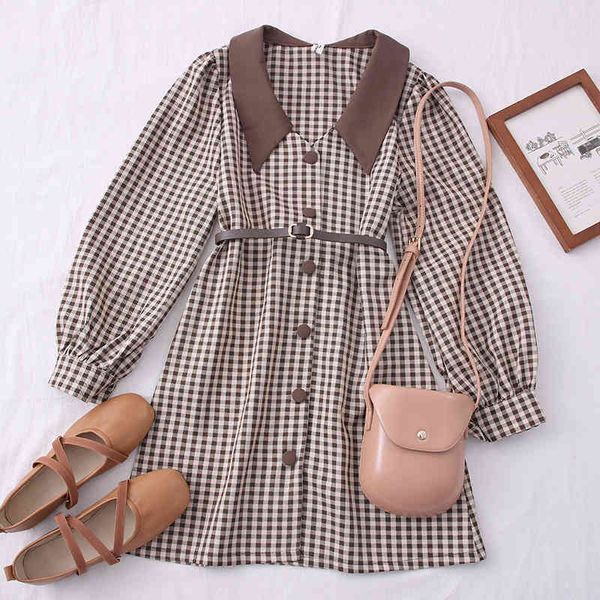 french retro plaid dress women turn-down collar long sleeve button dress autumn korean college style a-line short dress 210419, Black;gray
french retro plaid dress women turn-down collar long sleeve button dress autumn korean college style a-line short dress 210419, Black;gray
