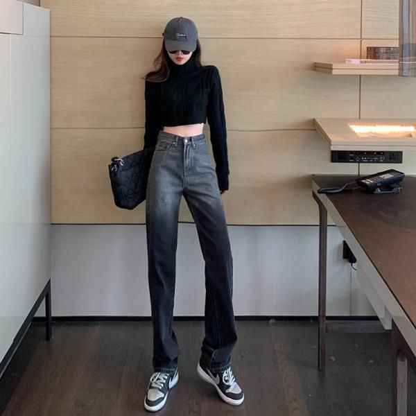 women's gradient high waist jeans 2021 loose straight wide leg denim pants for women female floor length casual trousers, Blue
women's gradient high waist jeans 2021 loose straight wide leg denim pants for women female floor length casual trousers, Blue