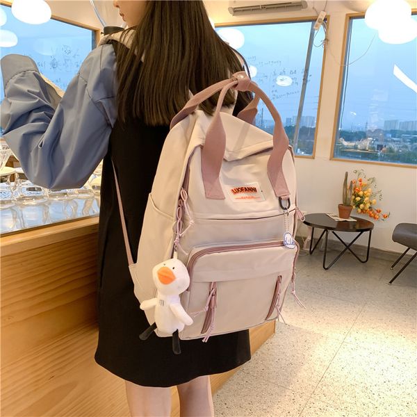 dcimor new contrast color waterproof nylon women backpack female multi-pocket travel bag college girl ring buckle schoolbag k726
dcimor new contrast color waterproof nylon women backpack female multi-pocket travel bag college girl ring buckle schoolbag k726