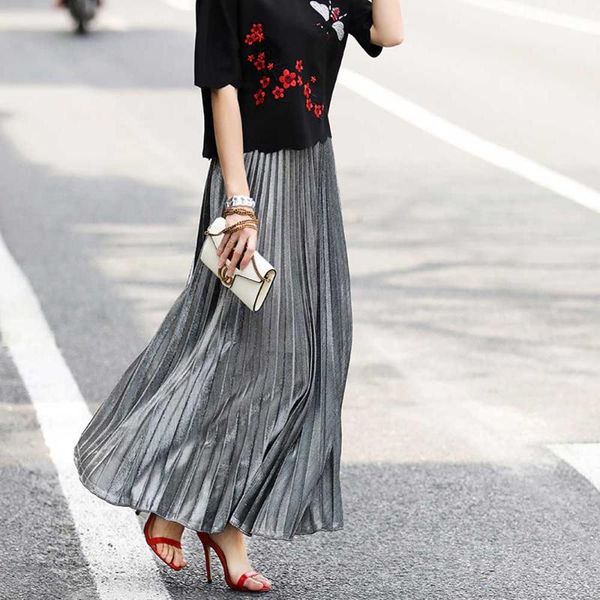 skirts autumn winter metallic skirt high waisted skinny large swing long pleated saia longa falda jupe vksk1011, Black
skirts autumn winter metallic skirt high waisted skinny large swing long pleated saia longa falda jupe vksk1011, Black