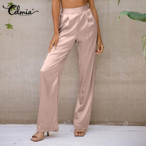 women's pants & capris celmia elegant satin women 2021 fashion high waist pant autumn pleated office lady wide leg pantalon casual pock, Black;white
women's pants & capris celmia elegant satin women 2021 fashion high waist pant autumn pleated office lady wide leg pantalon casual pock, Black;white