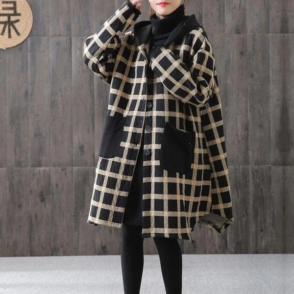 plus size plaid vintage parkas irregular hooded jackets 2021 autumn winter coat casual oversized ladies hoodies outerwear female women', Black
plus size plaid vintage parkas irregular hooded jackets 2021 autumn winter coat casual oversized ladies hoodies outerwear female women', Black