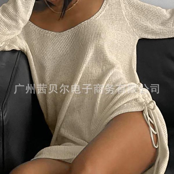 women's sweaters wepbel solid color woolen knitwear women long sweater loose u-neck backless drawstring, White;black
women's sweaters wepbel solid color woolen knitwear women long sweater loose u-neck backless drawstring, White;black