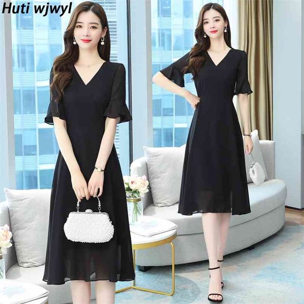summer plus size vintage chiffon midi dress women bodycon black casual party short sleeve runway hepburn vestido 210528, Black;gray
summer plus size vintage chiffon midi dress women bodycon black casual party short sleeve runway hepburn vestido 210528, Black;gray