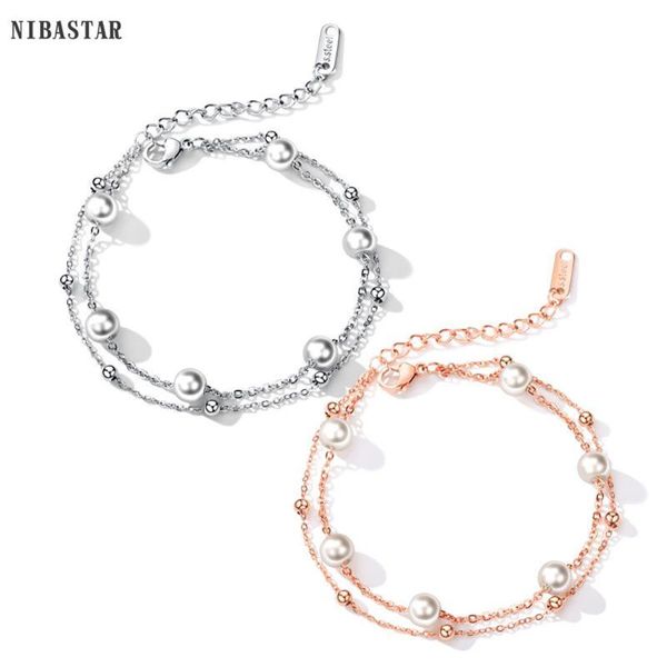 charm bracelets nibastar fashion double white pearl stainless steel adjustable simple bangles accessory for girlfriend jewelry, Golden;silver
charm bracelets nibastar fashion double white pearl stainless steel adjustable simple bangles accessory for girlfriend jewelry, Golden;silver