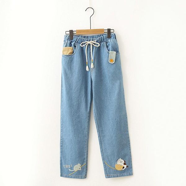 women's jeans japanese autumn women sweet pants mori girl cat embroidery harajuku young student loose casual straight korean, Blue
women's jeans japanese autumn women sweet pants mori girl cat embroidery harajuku young student loose casual straight korean, Blue
