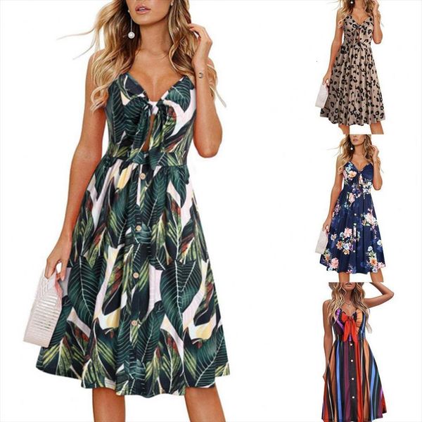 leaf print spaghetti straps women dress summer v neck bow buttons for party, Black;gray
leaf print spaghetti straps women dress summer v neck bow buttons for party, Black;gray