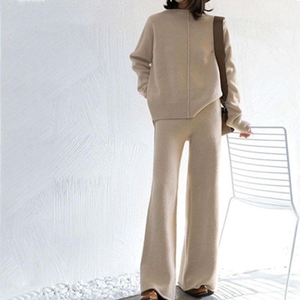 women's two piece pants winter tracksuit 2 pant suits for women knitted long sleeve set and suit outwear korean, White
women's two piece pants winter tracksuit 2 pant suits for women knitted long sleeve set and suit outwear korean, White