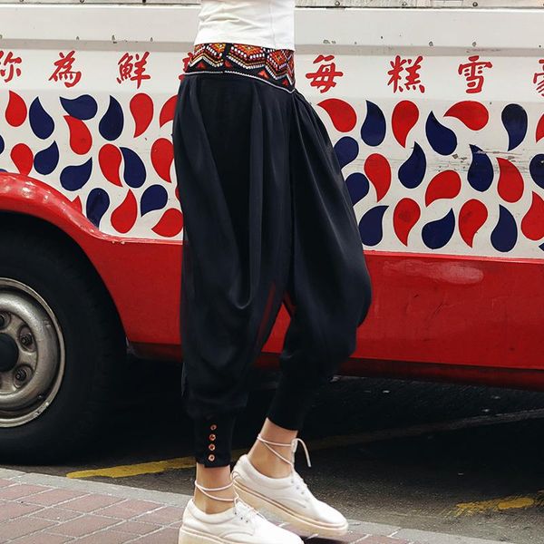 women's pants & capris women autumn spring national trend casual loose black harem ladies totem embroidery chiffon patchwork trousers, Black;white
women's pants & capris women autumn spring national trend casual loose black harem ladies totem embroidery chiffon patchwork trousers, Black;white