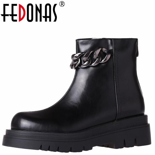 boots fedonas neutral fashion chain women ankle round toe thick heels autumn winter zipper shoes woman platforms genuine leather, Black
boots fedonas neutral fashion chain women ankle round toe thick heels autumn winter zipper shoes woman platforms genuine leather, Black