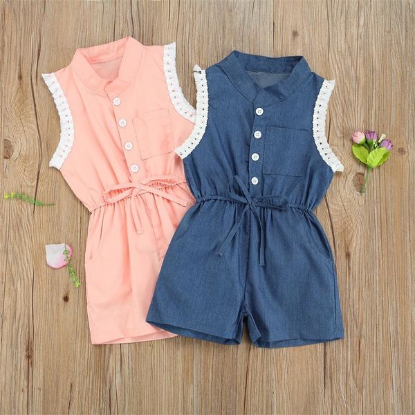 jumpsuits 2-9 years old baby girl jumpsuit summer fashion lace trim stand collar sleeveless rompers toddler girl's siamese trousers, Blue
jumpsuits 2-9 years old baby girl jumpsuit summer fashion lace trim stand collar sleeveless rompers toddler girl's siamese trousers, Blue