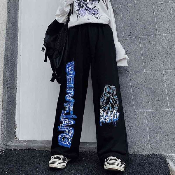 women's pants & capris anime print wide leg women harajuku streetwear alt oversize jogging sweatpants baggy korean fashion joggers, Black;white 
women's pants & capris anime print wide leg women harajuku streetwear alt oversize jogging sweatpants baggy korean fashion joggers, Black;white
