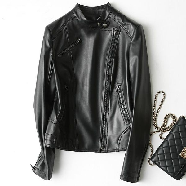 women's leather & faux 2021 spring autumn womens sheepskin coat korean style genuine jacket motorcycle woman clothes chaqueta de mujer, Black
women's leather & faux 2021 spring autumn womens sheepskin coat korean style genuine jacket motorcycle woman clothes chaqueta de mujer, Black
