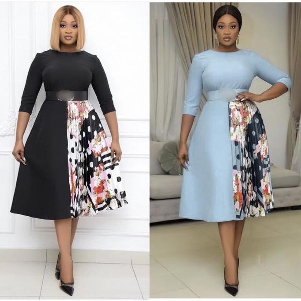 casual dresses women elegant pleated dress high waist patchwork printed o neck three quarter sleeves office ladies work vestidos, Black;gray
casual dresses women elegant pleated dress high waist patchwork printed o neck three quarter sleeves office ladies work vestidos, Black;gray