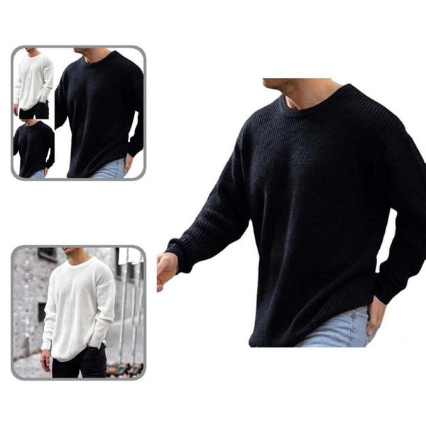 men's sweaters autumn sweater loose wear resistant o neck soft men for school, White;black
men's sweaters autumn sweater loose wear resistant o neck soft men for school, White;black