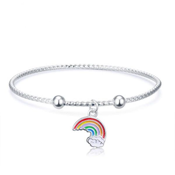 pure silver rainbow transfer beads ladies bracelet fashion temperament girls wild sweet 11-0148+16 bangle, Black
pure silver rainbow transfer beads ladies bracelet fashion temperament girls wild sweet 11-0148+16 bangle, Black