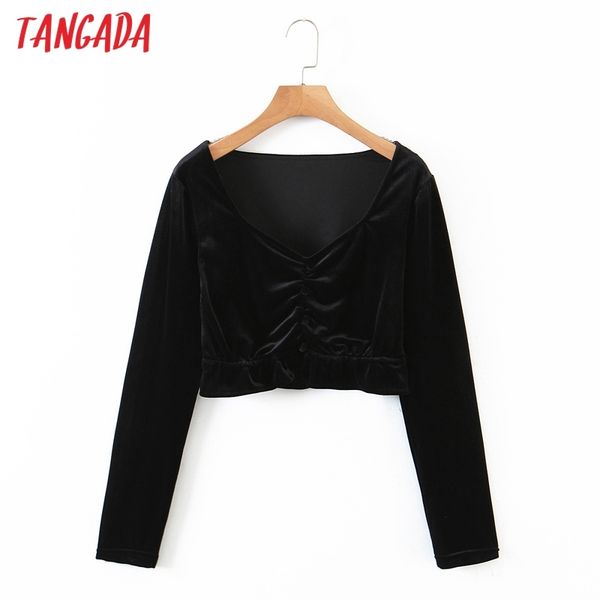women retro pleated black velvet crop long sleeve chic female slim shirt 8h33 210416, White
women retro pleated black velvet crop long sleeve chic female slim shirt 8h33 210416, White