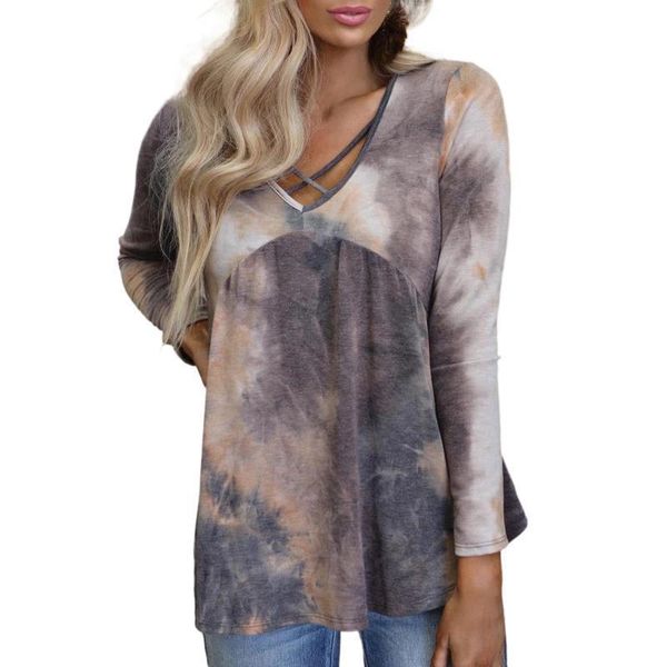 women's t-shirt 2021 spring and summer printed long sleeve v-neck casual loose top, White
women's t-shirt 2021 spring and summer printed long sleeve v-neck casual loose top, White