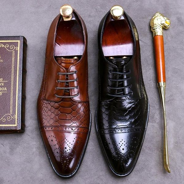 dress shoes summer genuine leather men's party oxfords pointed toe laces man formal flats retro heels semi brogues fwl220, Black
dress shoes summer genuine leather men's party oxfords pointed toe laces man formal flats retro heels semi brogues fwl220, Black