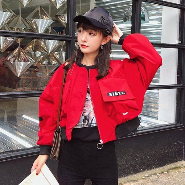 spring and autumn large pocket jacket short korean wind loose baseball suit women women's jackets, Black;brown
spring and autumn large pocket jacket short korean wind loose baseball suit women women's jackets, Black;brown