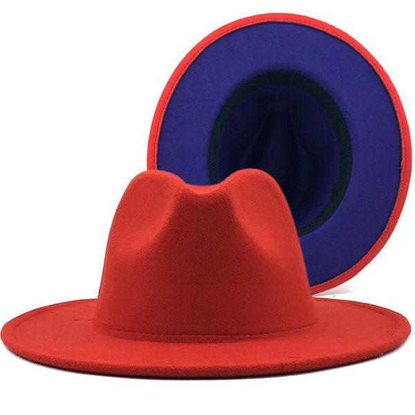 wide brim hats orange with purple green bottom patchwork panama wool felt jazz fedora women men party cowboy trilby gambler hat, Blue;gray
wide brim hats orange with purple green bottom patchwork panama wool felt jazz fedora women men party cowboy trilby gambler hat, Blue;gray