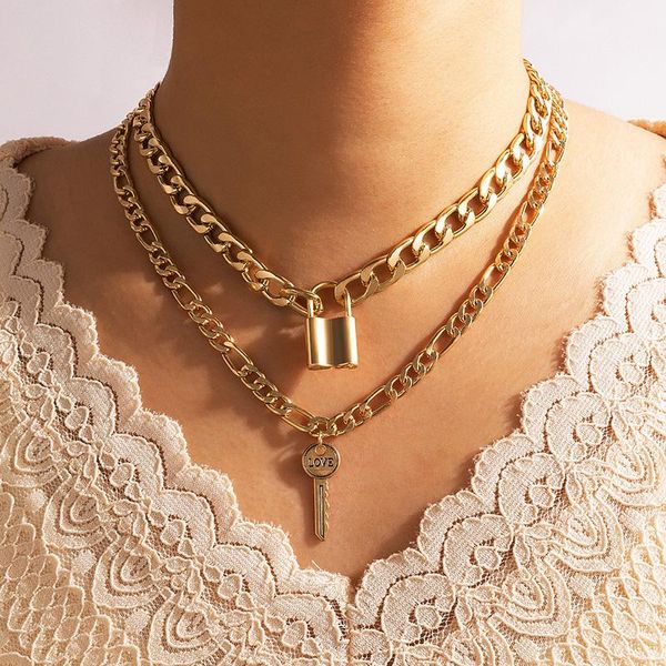 pendant necklaces huatang fashion lock necklace for women cute key gold alloy multi-layer sweater chain lady wedding jewelry gifts 17175, Silver
pendant necklaces huatang fashion lock necklace for women cute key gold alloy multi-layer sweater chain lady wedding jewelry gifts 17175, Silver