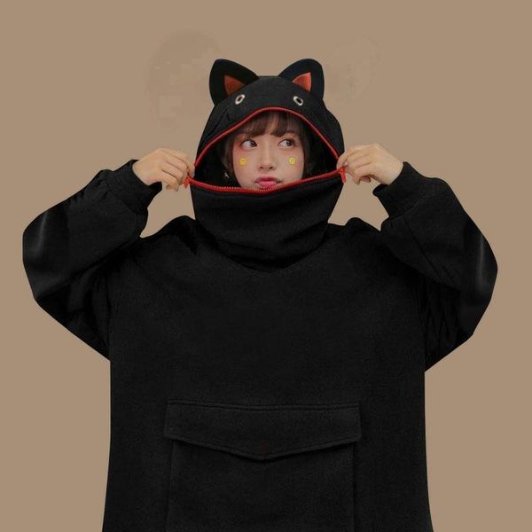 women's hoodies & sweatshirts fashion stitching three-dimensional pocket cute cartoon cat design long sleeve pullover sweatershirt suda, Black
women's hoodies & sweatshirts fashion stitching three-dimensional pocket cute cartoon cat design long sleeve pullover sweatershirt suda, Black