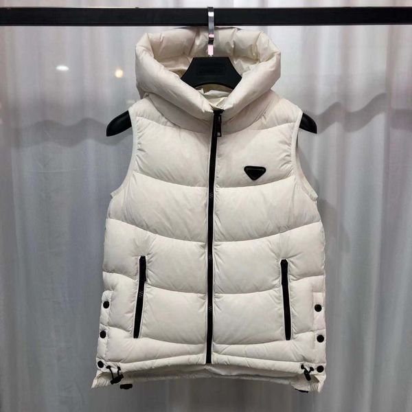 designer ladies fashion vest triangle button white duck feather hooded warm bread down jacket, Black;white
designer ladies fashion vest triangle button white duck feather hooded warm bread down jacket, Black;white