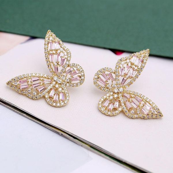 luxury pink cubic zirconia butterfly stud earring for women trend gold korean fashion jewelry accessories wedding christmas gift, Golden;silver
luxury pink cubic zirconia butterfly stud earring for women trend gold korean fashion jewelry accessories wedding christmas gift, Golden;silver