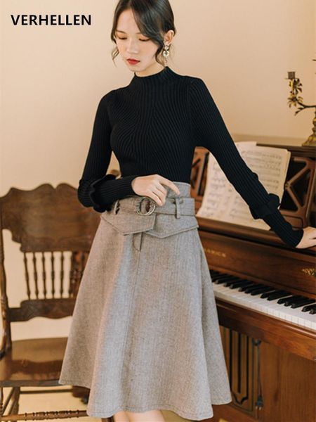 women's tracksuits casual elegant two piece set women autumn winter 2021 basic model black ruffled knitted sweater + fashion skirt, Gray
women's tracksuits casual elegant two piece set women autumn winter 2021 basic model black ruffled knitted sweater + fashion skirt, Gray