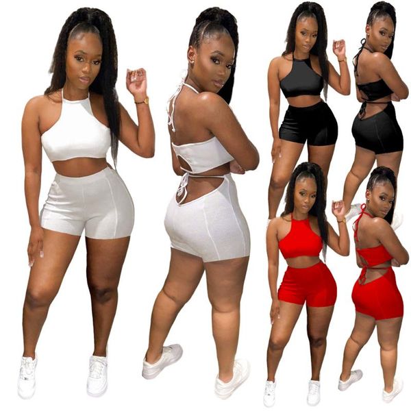 women's tracksuits s-2xl women fashion summer club suit solid color ribbed halter and shorts two piece set wholesale drop, Gray
women's tracksuits s-2xl women fashion summer club suit solid color ribbed halter and shorts two piece set wholesale drop, Gray