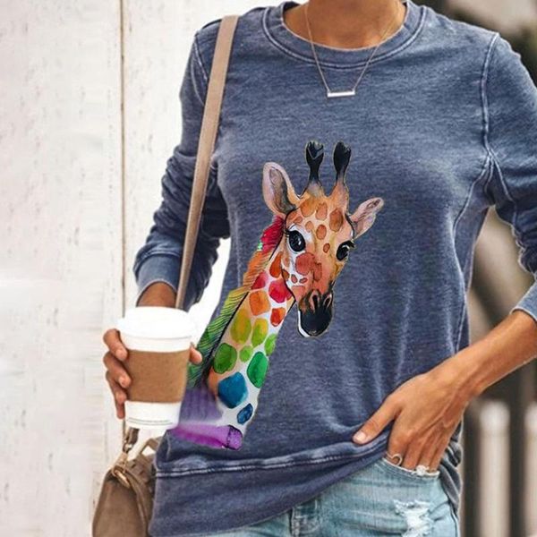women's t-shirt women casual o neck long sleeve giraffe print pullover sweatshirt summer ladies clothes, White
women's t-shirt women casual o neck long sleeve giraffe print pullover sweatshirt summer ladies clothes, White