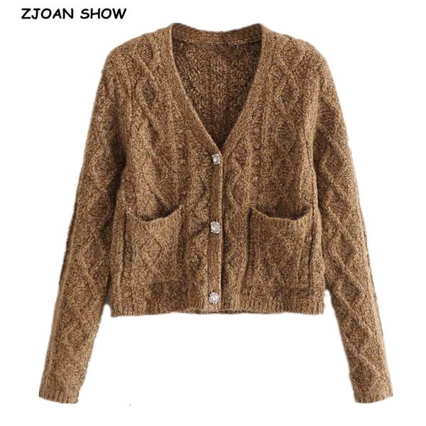 women's knits & tees spring vintage twist striped knitted cardigan retro ugly sweater woman single-breast diamond buttons long sle, White
women's knits & tees spring vintage twist striped knitted cardigan retro ugly sweater woman single-breast diamond buttons long sle, White