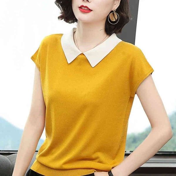 women's t-shirt casual summer turn-down collar short sleeve women plus size 4xl knitted 2021 new loose knitwear tees female e, White
women's t-shirt casual summer turn-down collar short sleeve women plus size 4xl knitted 2021 new loose knitwear tees female e, White