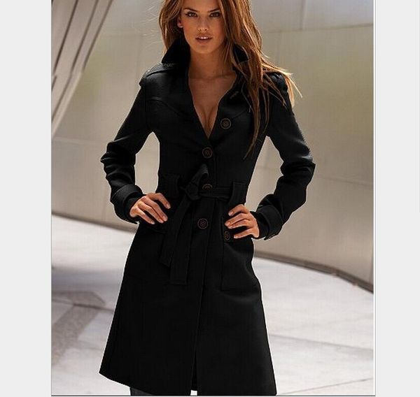 long fashion trench coat new women's long pure color cotton coat lapel double row button split slim windbreaker, Tan;black
long fashion trench coat new women's long pure color cotton coat lapel double row button split slim windbreaker, Tan;black