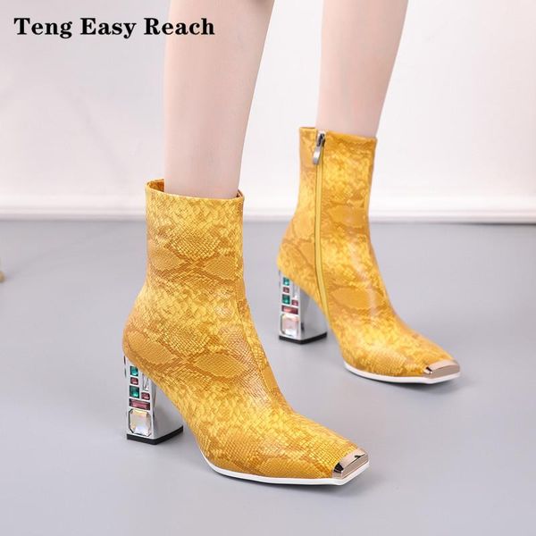 boots fashion metal square toe yellow women crystal high heel ankle pu leather autumn winter ladies shoes 36-47, Black
boots fashion metal square toe yellow women crystal high heel ankle pu leather autumn winter ladies shoes 36-47, Black