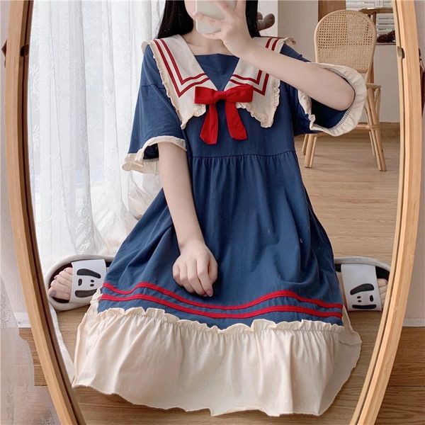 japanese summer sweet sailor collar bow tracksuit cute splice pajamas home kawaii ruffles princess shirts cartoon two piece suit women', Black;red
japanese summer sweet sailor collar bow tracksuit cute splice pajamas home kawaii ruffles princess shirts cartoon two piece suit women', Black;red