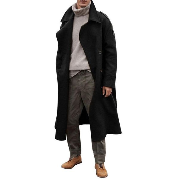 men's wool & blends vintage solid color turn-down collar overcoats 2021 winter fashion long coats for men mens retro double breasted lo, Black
men's wool & blends vintage solid color turn-down collar overcoats 2021 winter fashion long coats for men mens retro double breasted lo, Black