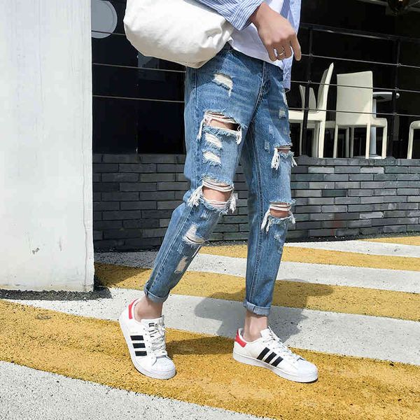 men's jeans wholesale fashion teenagers ripped jeans men's korean style slim beggar pants teenager students straight leg pencil l6, Blue
men's jeans wholesale fashion teenagers ripped jeans men's korean style slim beggar pants teenager students straight leg pencil l6, Blue