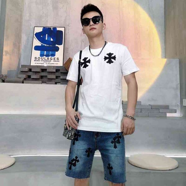 brand 21 summer fashion brand new half ch cro cross leather embroidery men's and women's lovers short sleeve t-shirt, White;black
brand 21 summer fashion brand new half ch cro cross leather embroidery men's and women's lovers short sleeve t-shirt, White;black