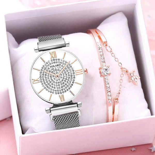 wristwatches women magnet buckle full diamond luxury ladies stainless steel mesh belt quartz watch bracelet set relogio feminino, Slivery;brown
wristwatches women magnet buckle full diamond luxury ladies stainless steel mesh belt quartz watch bracelet set relogio feminino, Slivery;brown