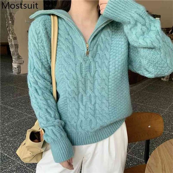 zip-up knitted women sweater pullover autumn winter full sleeve mock neck jumpers korean fashion ladies femme 210513, Black
zip-up knitted women sweater pullover autumn winter full sleeve mock neck jumpers korean fashion ladies femme 210513, Black