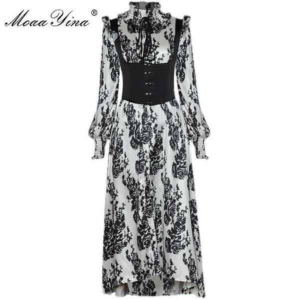 moaayina fashion designer dress spring women's ruffles stand collar long sleeve floral print dresses+girdle casual dresses, Black;gray
moaayina fashion designer dress spring women's ruffles stand collar long sleeve floral print dresses+girdle casual dresses, Black;gray