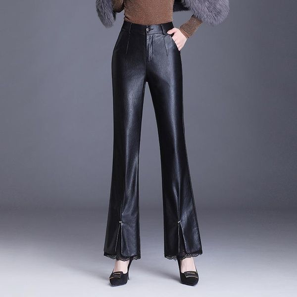 women's pants & capris pu leather flare women high waist splice lace slit slim casual black bell bottom female plus size elegant trouse, Black;white
women's pants & capris pu leather flare women high waist splice lace slit slim casual black bell bottom female plus size elegant trouse, Black;white