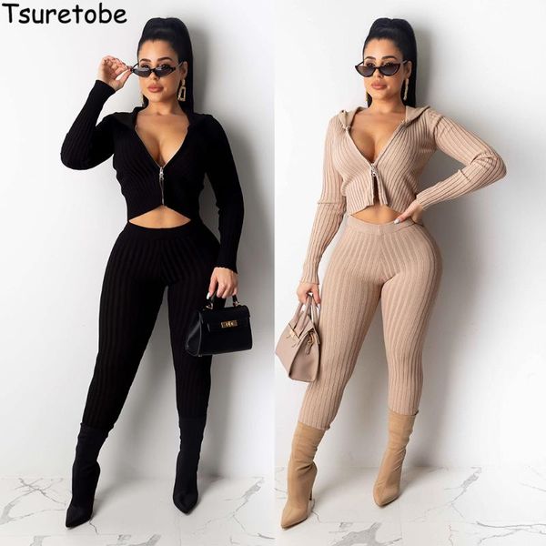 two piece dress tsuretobe autumn tracksuits women ribbed long sleeve hooded crop jacket and pencil pants set knitted outfits, White
two piece dress tsuretobe autumn tracksuits women ribbed long sleeve hooded crop jacket and pencil pants set knitted outfits, White