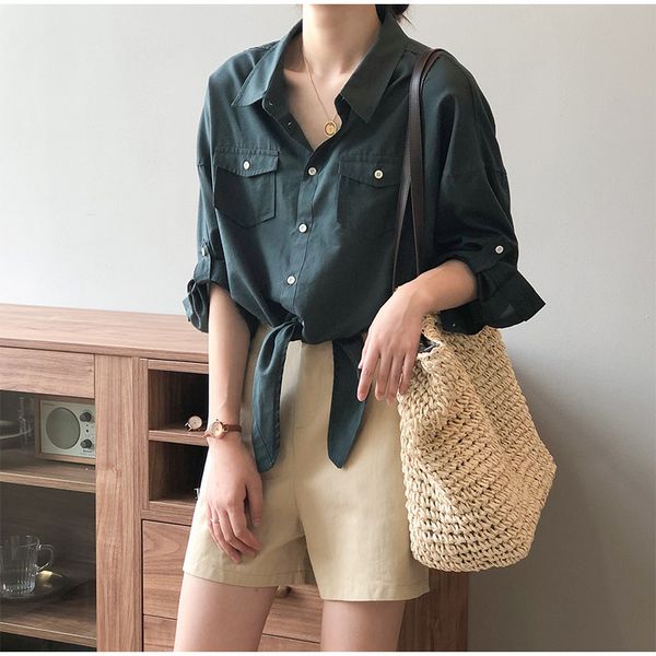 lace up three quarter sleeve women shirt solid single breasted short female shirts spring fashion casual ladies clothes 210518, White
lace up three quarter sleeve women shirt solid single breasted short female shirts spring fashion casual ladies clothes 210518, White