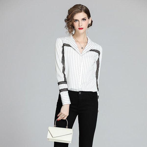 fashion 2021 summer black lace flower vertical stripe white blouse women shirts elegant hollow out formal office ladies women's blouse
fashion 2021 summer black lace flower vertical stripe white blouse women shirts elegant hollow out formal office ladies women's blouse