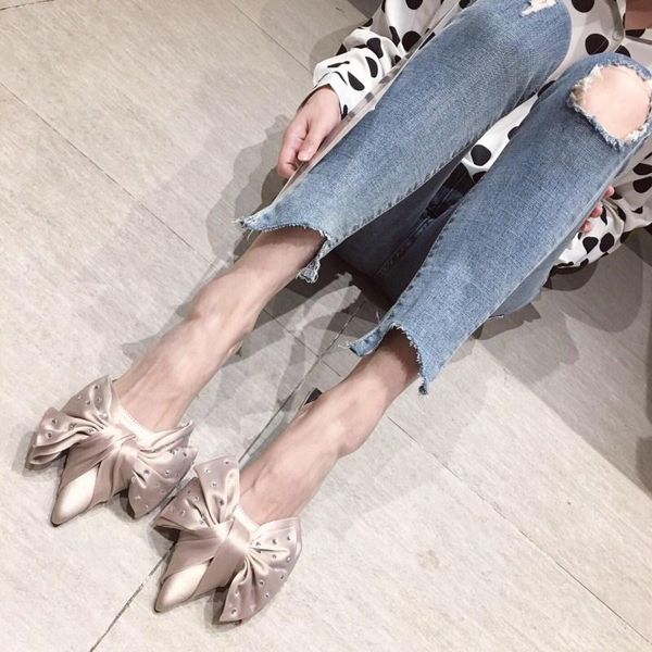 slippers rhinestone baotou half female 2021 summer style with muller shoes, Black